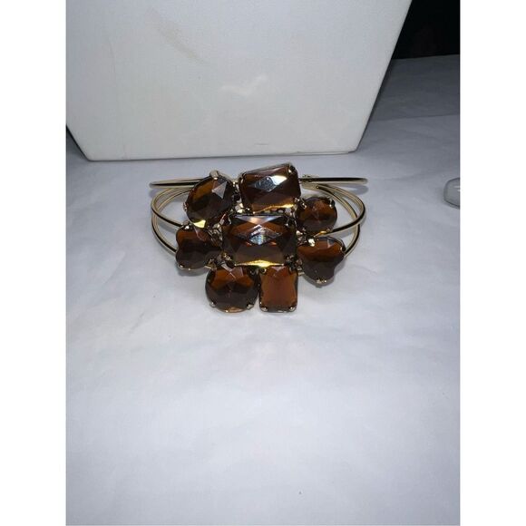 Topaz Colored‎ Crystal Cluster Cuff Bracelet - Picture 2 of 8